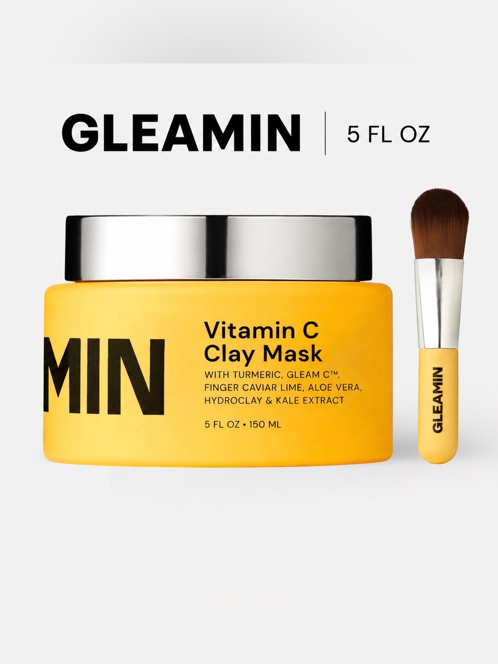 GLEAMIN Vitamin C Clay Mask & Applicator Brush, NEW, 5 oz ⭐️ (Exp 3/27)